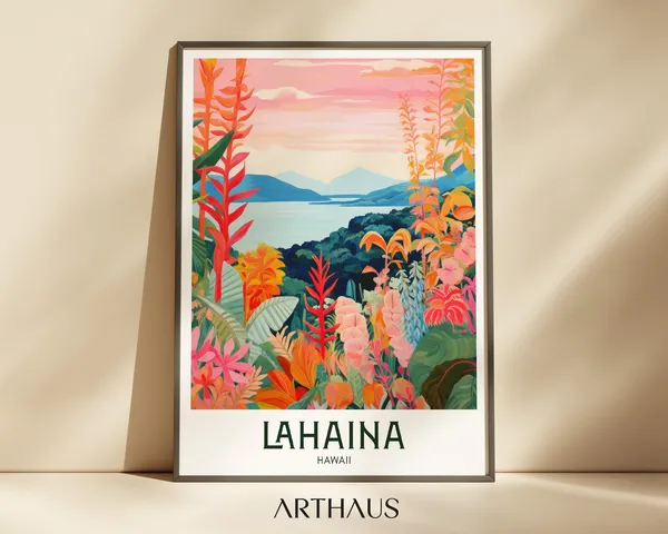 Lahaina Maui Retro Travel Poster, Mid-Century Modern