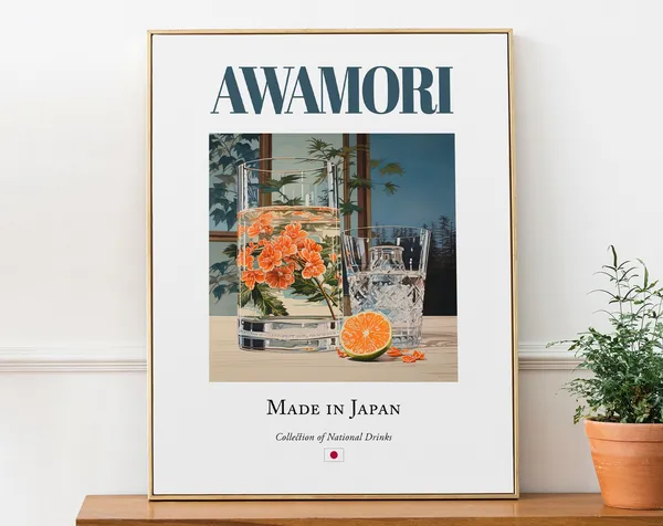 Awamori On Maiolica Tile, Japanese Beverage Art Print