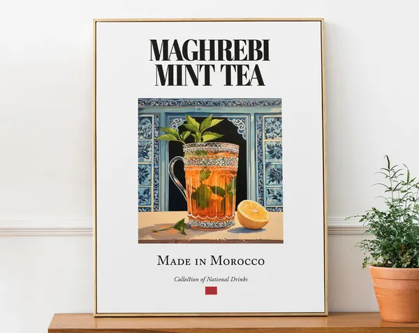 Maghrebi Mint Tea On Maiolica Tile, Kitchen Wall Art