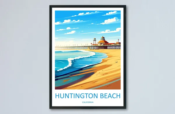 Huntington Beach Travel Poster, California Wall Art