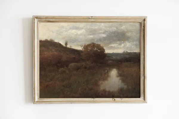 Fall Landscape Painting, Rustic Countryside Art Print