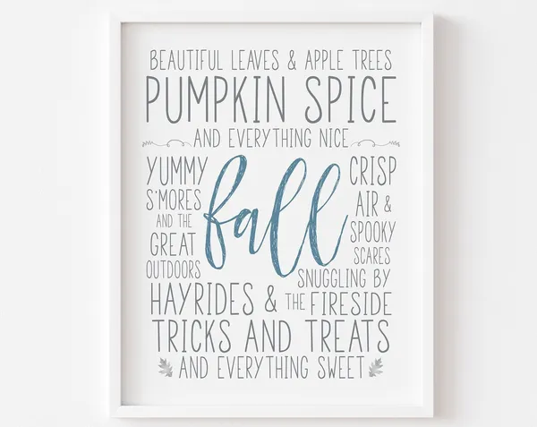 Fall Favorites Subway Art Poster, Farmhouse Decor