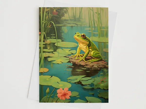 Frog Mid-Century Animal Lover Birthday Art Print