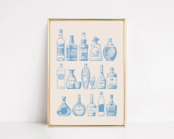 Bar Cart Decor Sky Blue Art Print