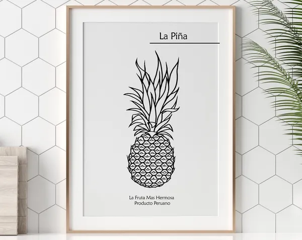 Pineapple Black And White Illustration Art Print