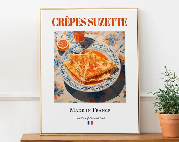 Crepes Suzette on Maiolica Tile Plate, French Art Print