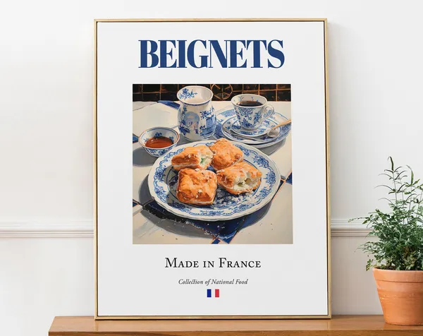 Beignets on Maiolica Tile Plate, Kitchen Poster Print