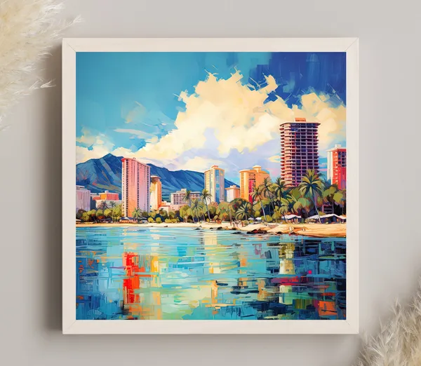 Honolulu Hawaii Travel Poster, Place-Inspired Art Print