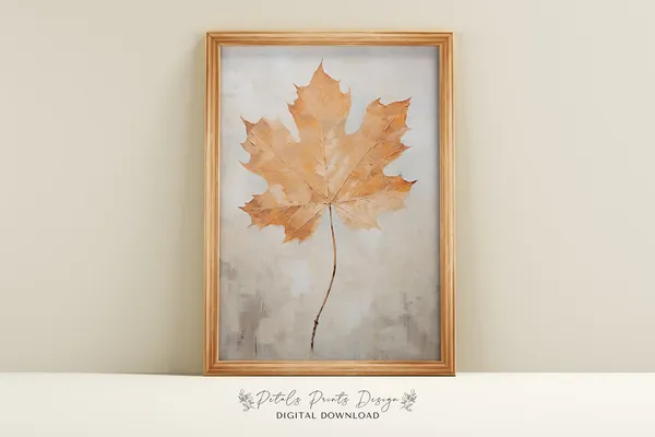 Maple Leaf Still Life, Rustic Autumn Art Print