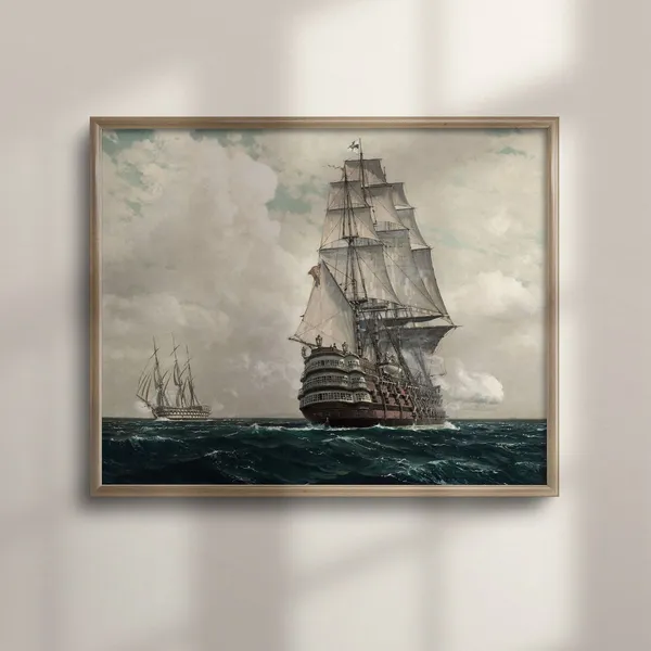Vintage Nautical Ship Art Print, Maritime Decor