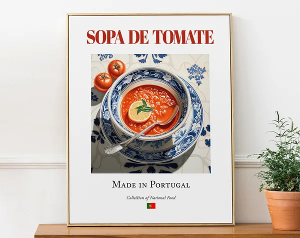 Sopa De Tomate on Azulejo Tile, Portugal Art Print