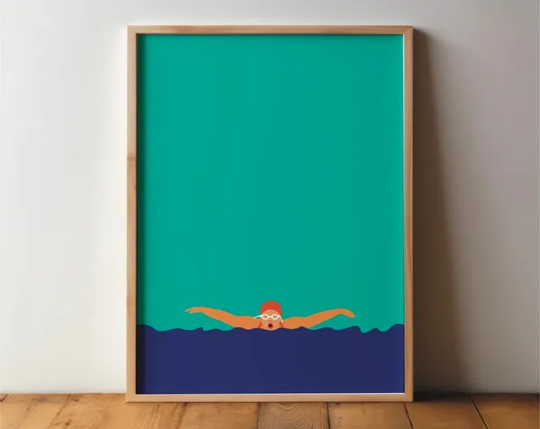 Swimmer Poster, Minimal Modern Sport Art Print