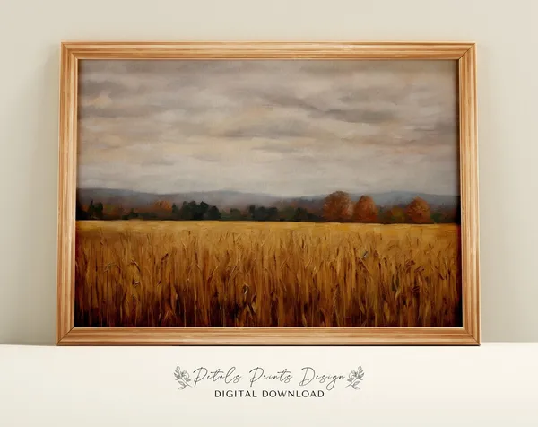 Corn Field Landscape Rustic Wall Art Print