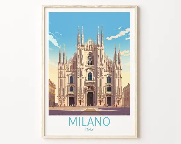 Milano City Travel Poster, Italy Travel Poster Print