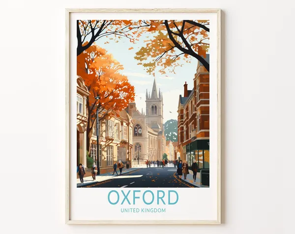 Oxford UK Travel Poster, United Kingdom Travel Print