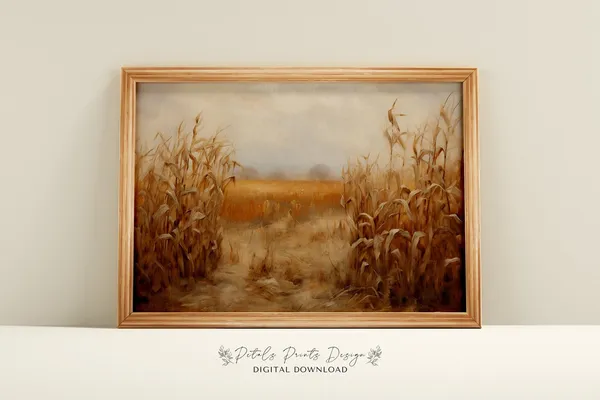 Rustic Fall Corn Field Still Life Art Print