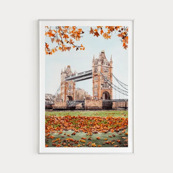 Tower Bridge London Watercolor Travel Art Poster