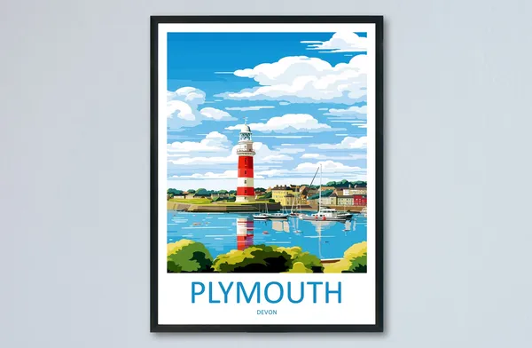 Plymouth Travel Poster, England Place Print