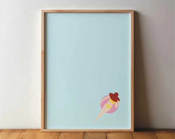 Pool Lady Poster No. 2, Minimal Modern Art Print