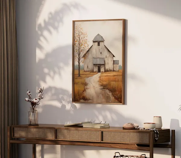 Barn Rustic Farmhouse Art Print, Vintage Countryside