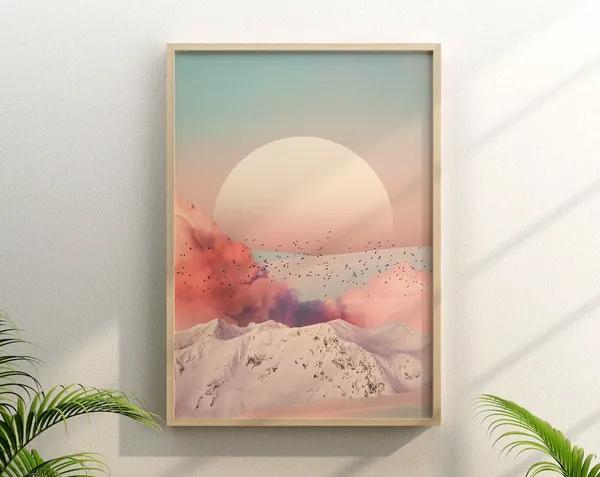Calmness Desert Landscape, Pink Boho Art Print