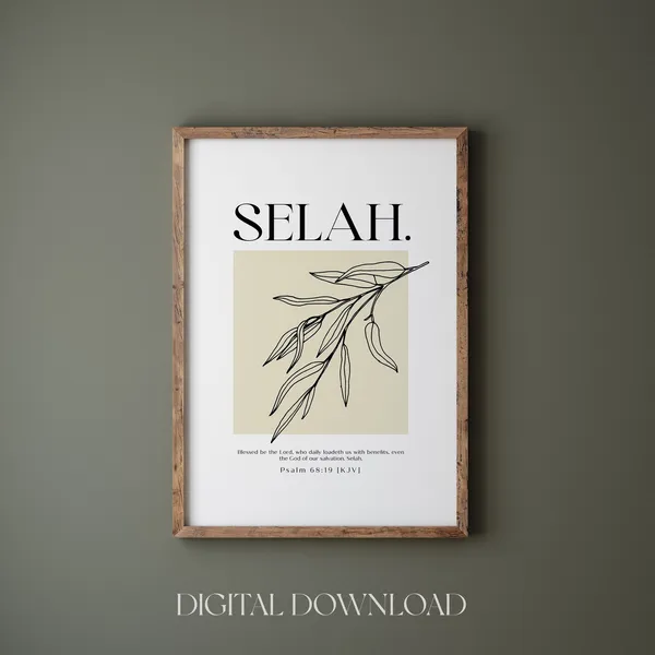 Selah Hebrew Definition Bible Verse Art Print