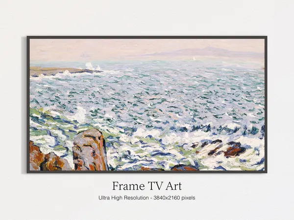 Surf Breaking In Cranberry Island, Classic Oil Print