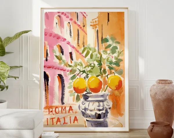 Rome Italy Colosseum Watercolor Travel Poster Art