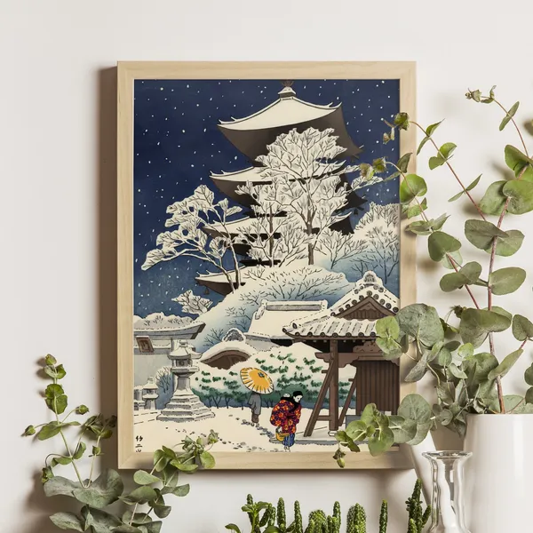 Snow In Toji Temple Ukiyo-E Winter Art Print