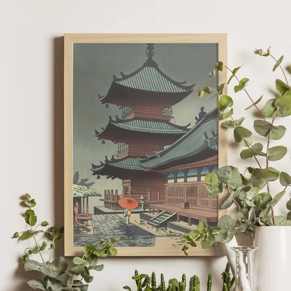 Rain In Kiyomizu Temple, Ukiyo-e Japanese Art Print