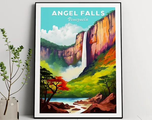 Angel Falls Travel Poster, Venezuela South America