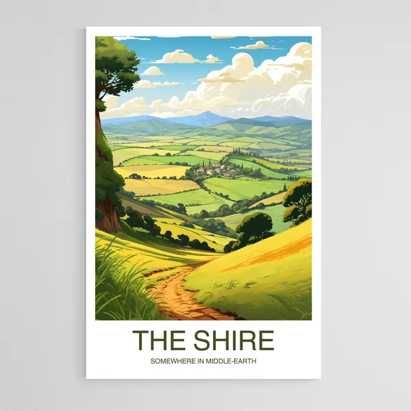 The Shire Travel Poster, Middle Earth Wall Decor
