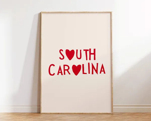 South Carolina Travel Poster, State Wall Art Print