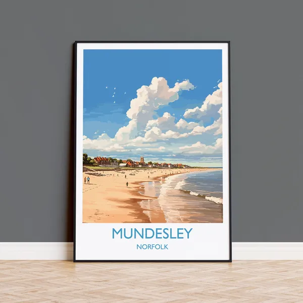 Mundesley Beach Travel Poster, Norfolk England