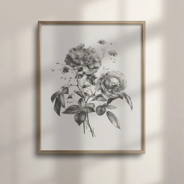 Vintage Botanical Sketch Floral Wall Decor Art Print