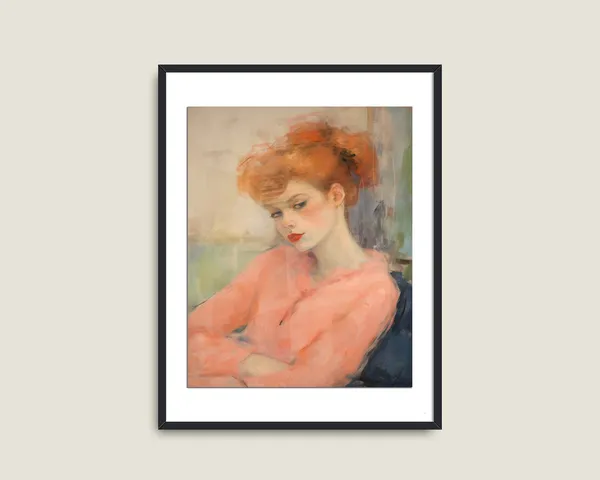 Sassy Woman Portrait Vintage Painting Art Print