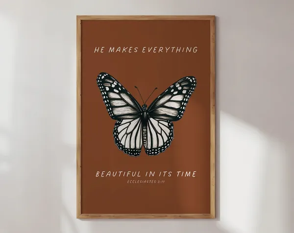 Ecclesiastes 3 Butterfly Art Print, Christian Decor