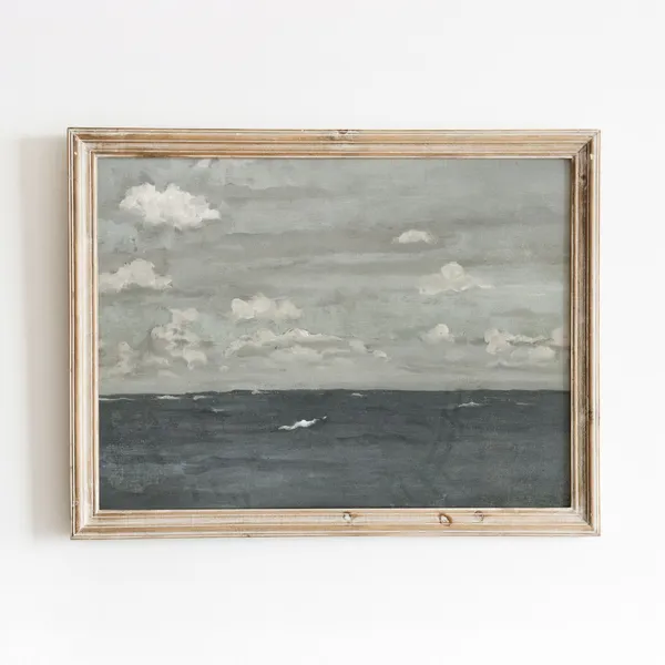 Deep Sea Vintage Ocean Art Print, Dark Seascape