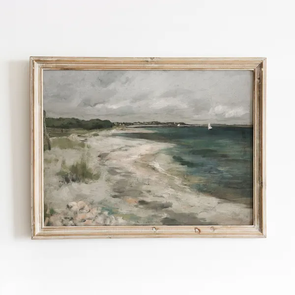 Dark Shore Vintage Moody Coastal Art Print
