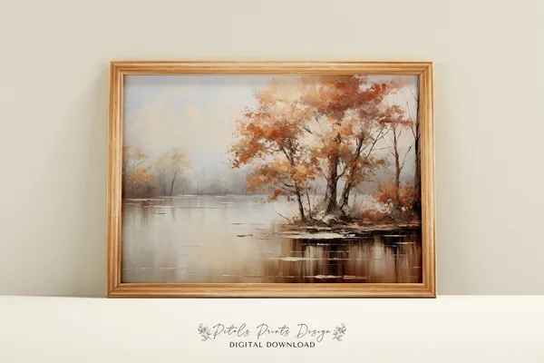 Autumn Landscape Rustic Farmhouse Poster Print