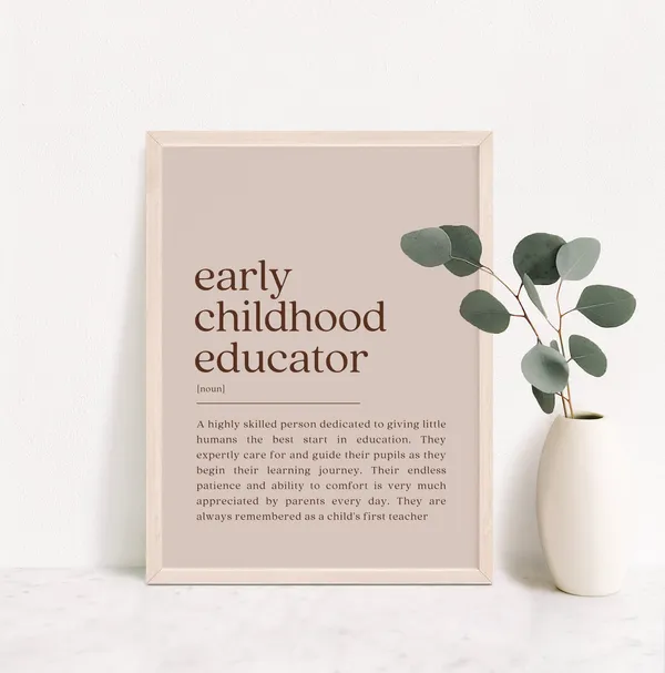Early Childhood Educator Definition, Teacher Gift Print