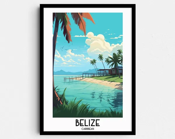 Belize Travel Poster, Caribbean Home Decor Print
