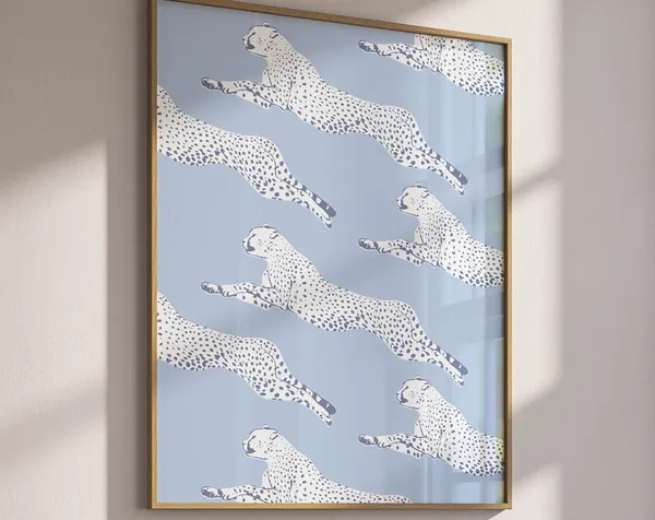 Navy Blue Preppy Animal Poster, Apartment Decor