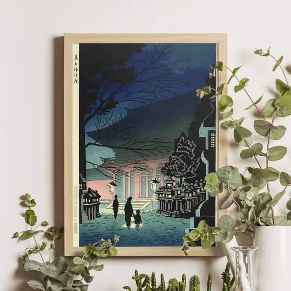 Night Scene Of Kasuga Shrine, Japanese Landscape Art Print