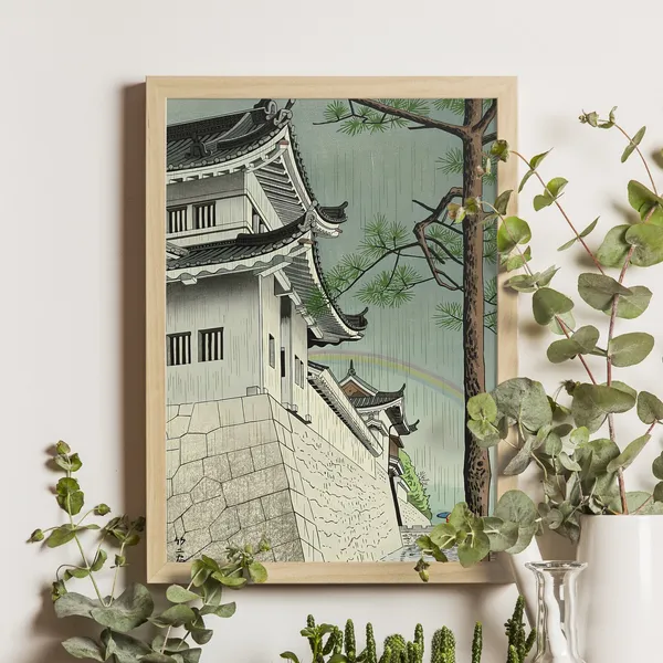 Drizzling Rain in Nijyo Castle Kyoto Ukiyo-e Art Print
