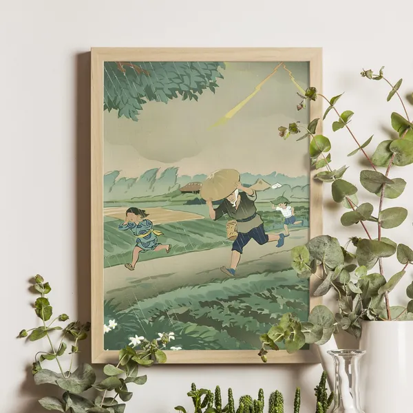 Thunder In The Farming Land Ukiyoe Art Print