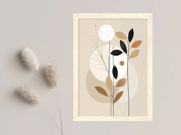 Botanical Wall Art, Scandinavian Boho Abstract Poster