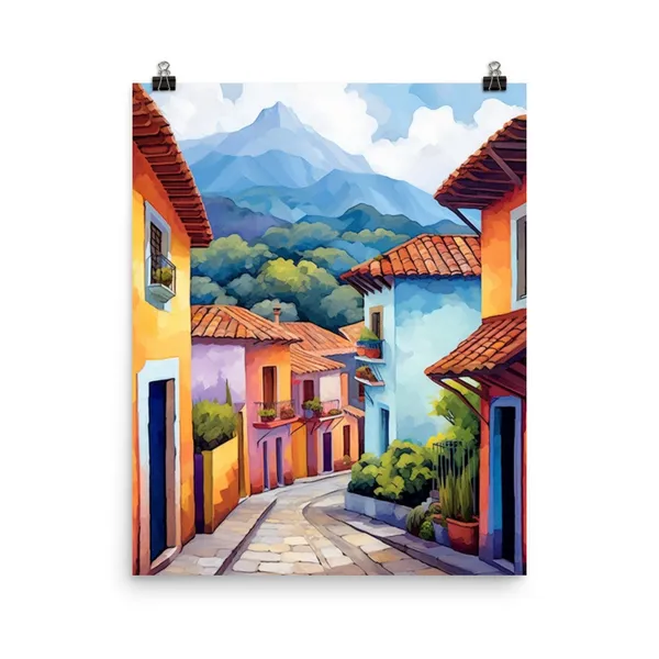 La Candelaria Watercolor Print, Bogota Travel Poster
