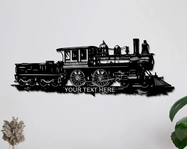 Personalized Black Train Art Print, Office Decor