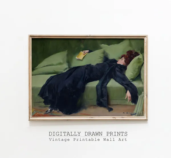 Decadent Young Woman After the Dance Art Print, Dark Academia